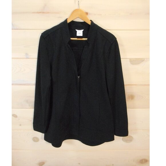 Cabi Womens XL Black Around The Clock Blazer Jacket Knit Stretch Career Zip 5480 - Picture 1 of 10